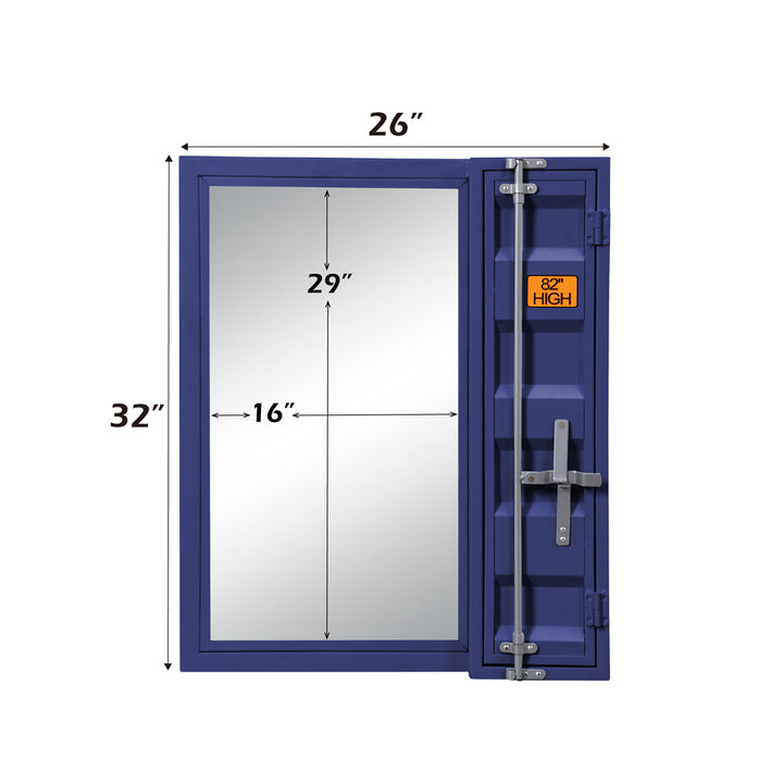 Cargo Vanity Mirror in Blue Finish - dimensions