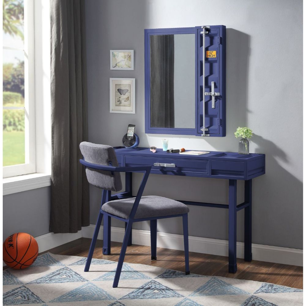 Cargo Vanity Desk in Blue Finish