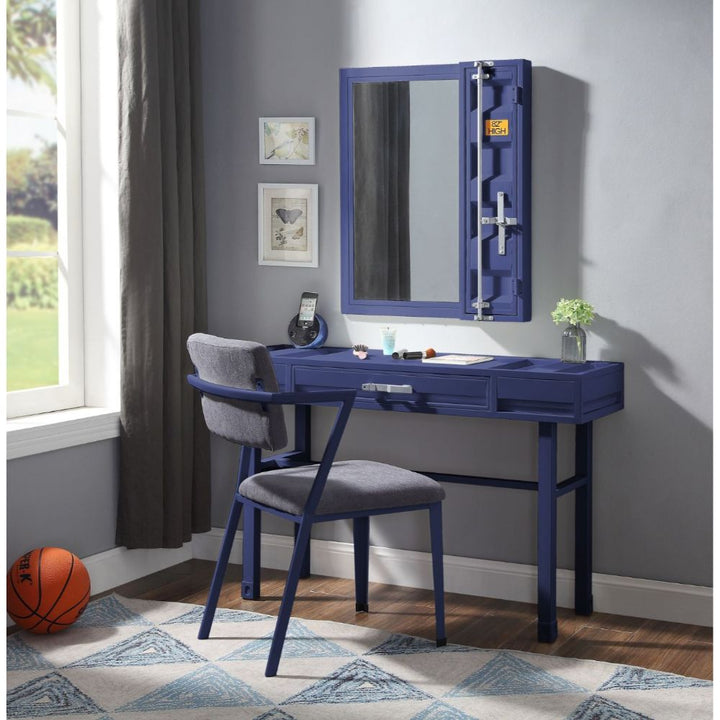 Cargo Vanity Desk in Blue Finish