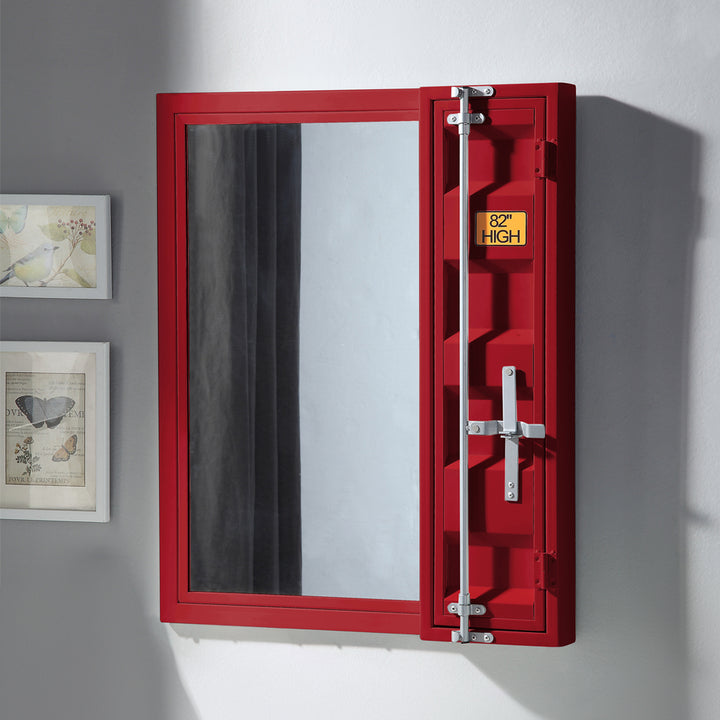 Cargo Vanity Mirror in Red Finish