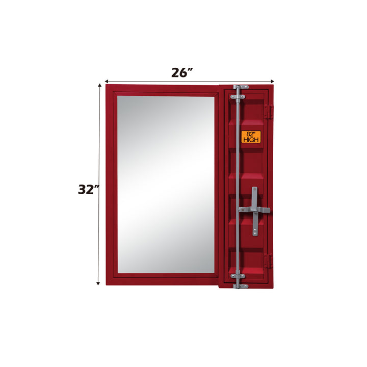 Cargo Vanity Mirror in Red Finish - dimensions