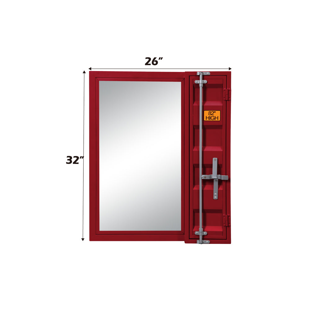 Cargo Vanity Mirror in Red Finish - dimensions