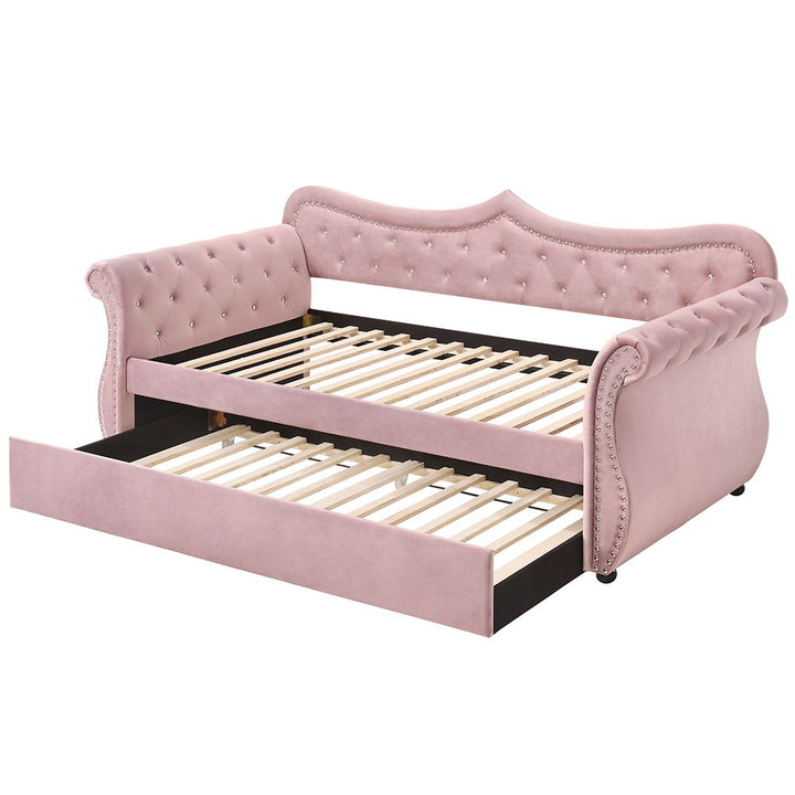 Adkins - Twin Daybed With Trundle - Pink Velvet