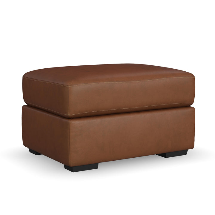 Henry Leather Ottoman in Caramel