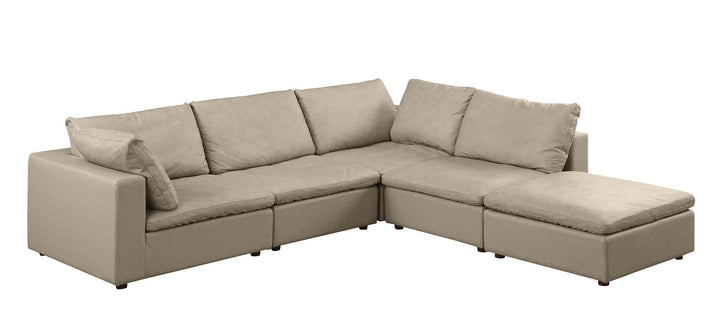 DivanItalia 1100 5-Piece Right Arm Facing 3-Seat Sectional – Top-Grain Italian Leather - Beige