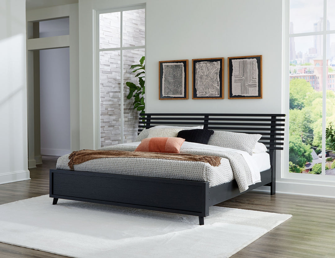 Danziar - King Slat Panel Bed - Black by Ashley Furniture product image