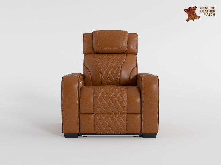 Apex Power Reclining Leather Chair with Heat &amp; Massage - Gray