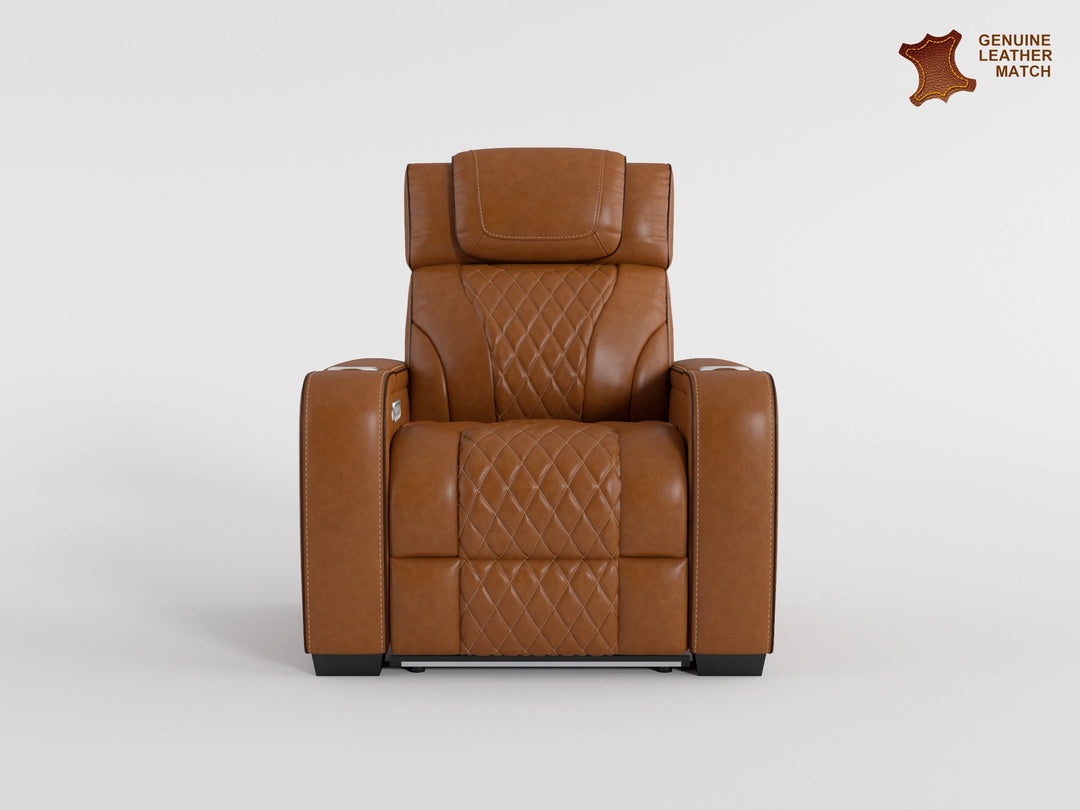Apex Power Reclining Leather Chair with Heat & Massage - Gray