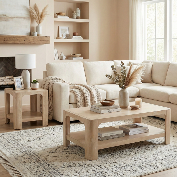 Trevin Rectangular Coffee Table - Weathered Sand - view 4