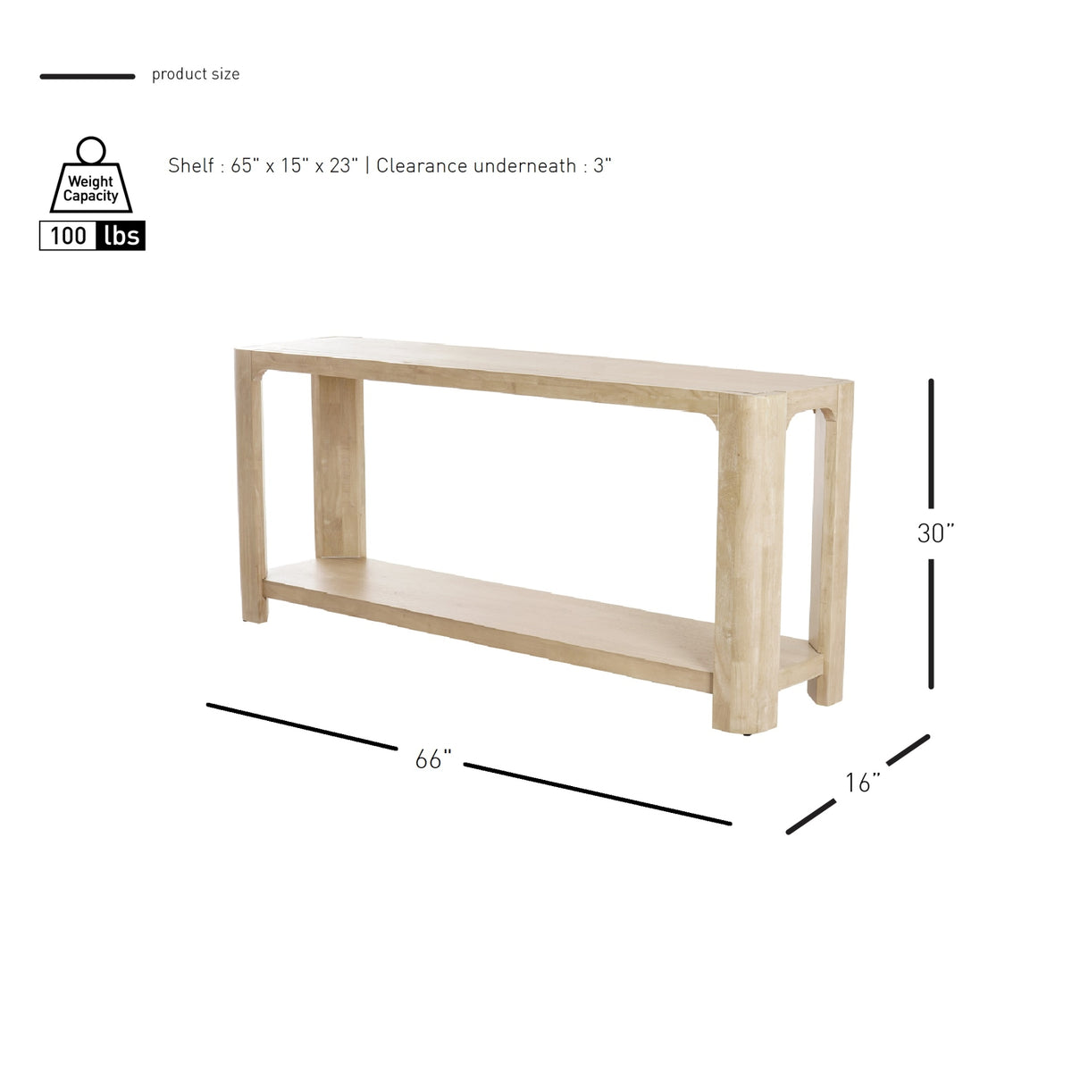 Trevin 66" Console Table with Shelf - Weathered Sand - view 2