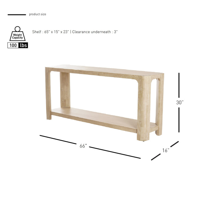 Trevin 66" Console Table with Shelf - Weathered Sand - view 2