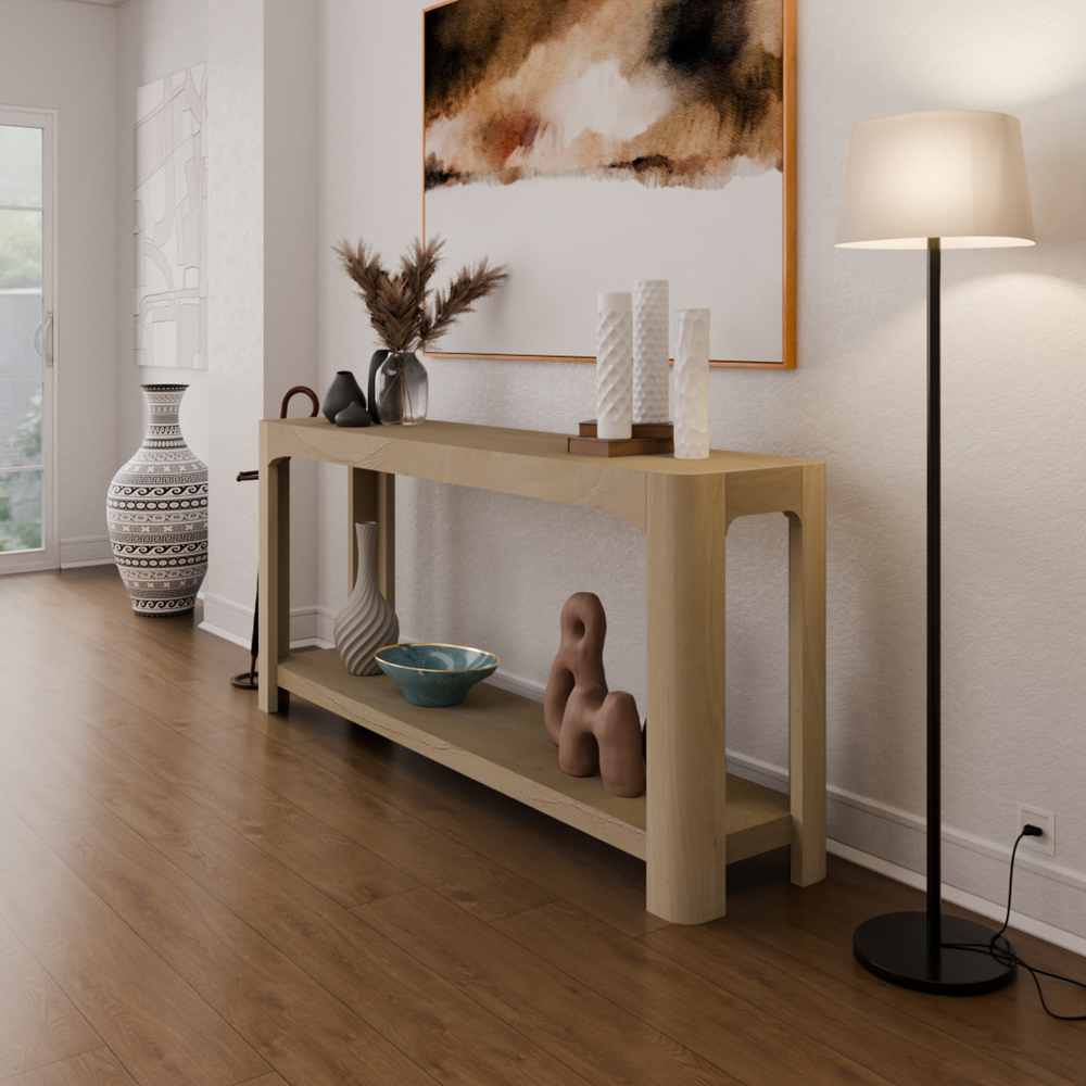 Trevin 66" Console Table with Shelf - Weathered Sand - view 3