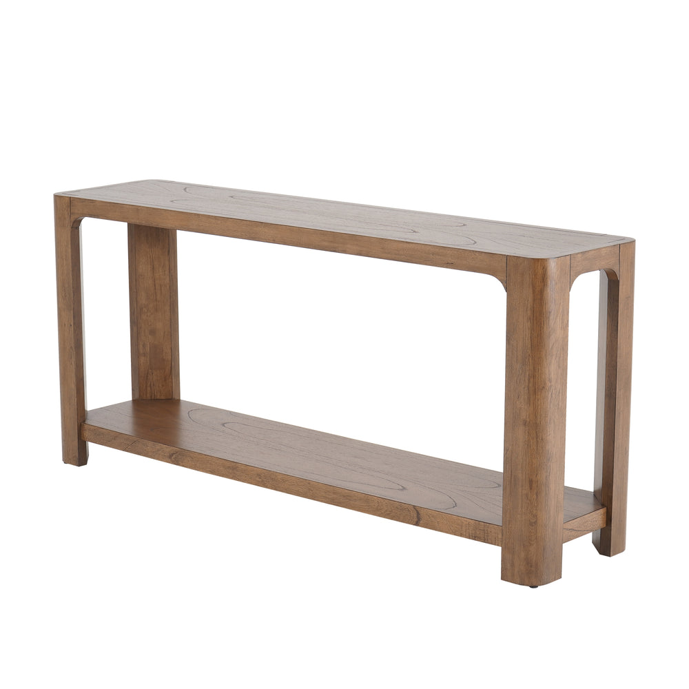 Trevin 66" Console Table with Shelf - Walnut