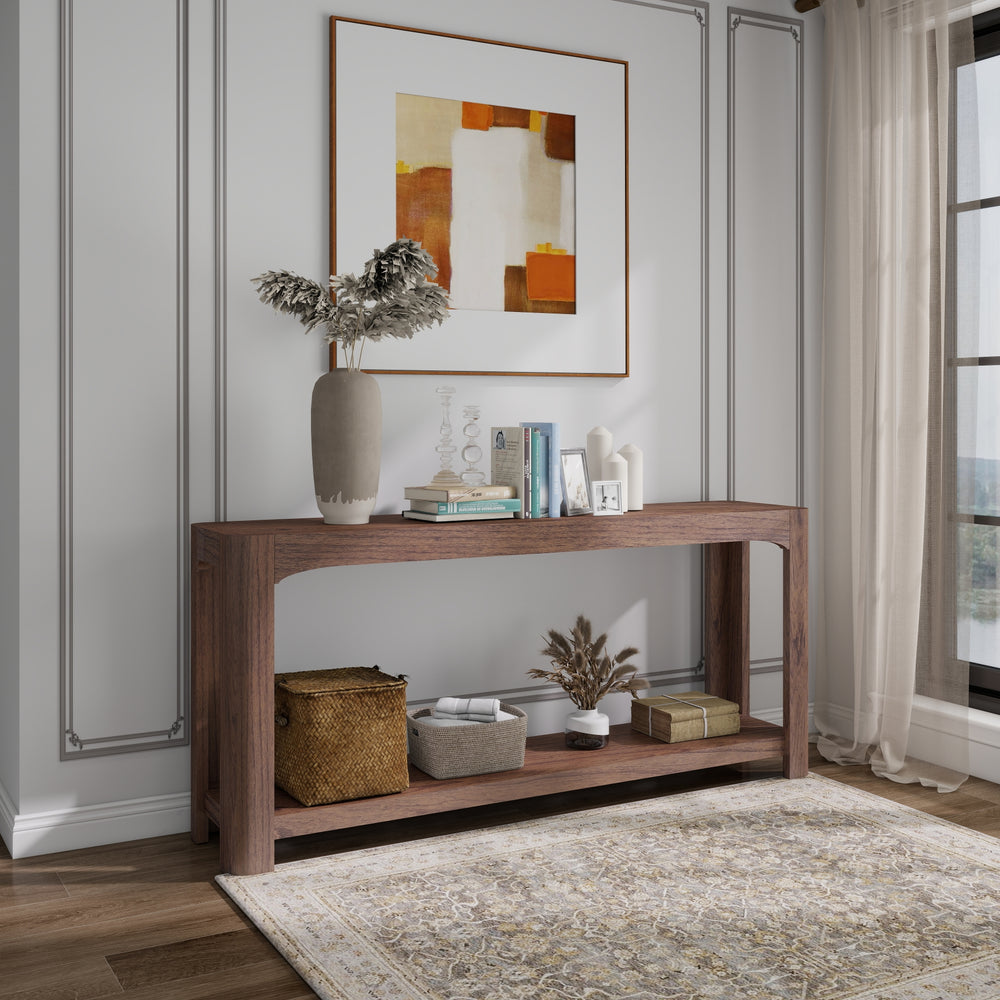 Trevin 66" Console Table with Shelf - Walnut - view 3