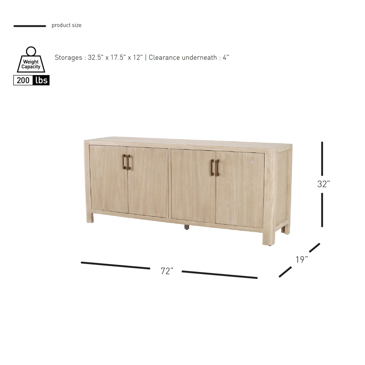 Trevin Buffet 4 Doors - Weathered Sand - view 2