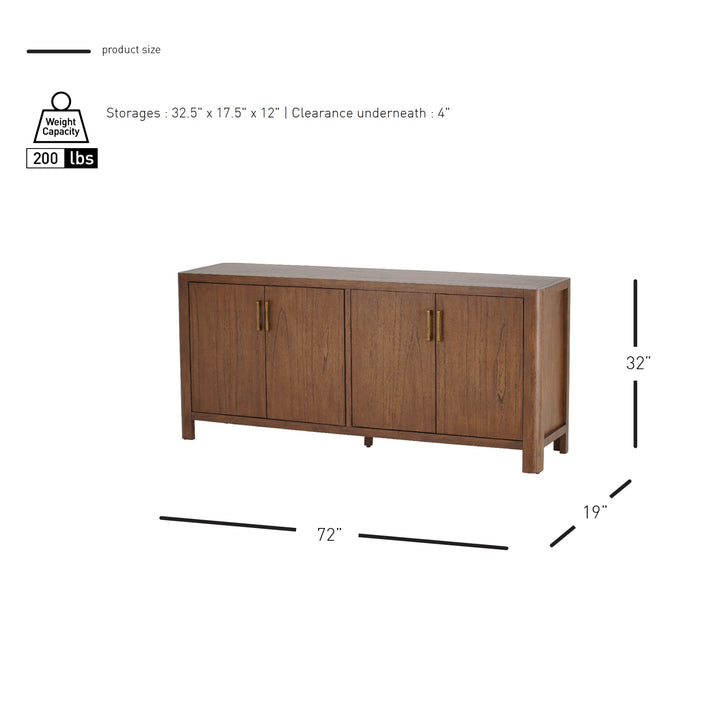 Trevin Buffet 4 Doors - Walnut - view 2