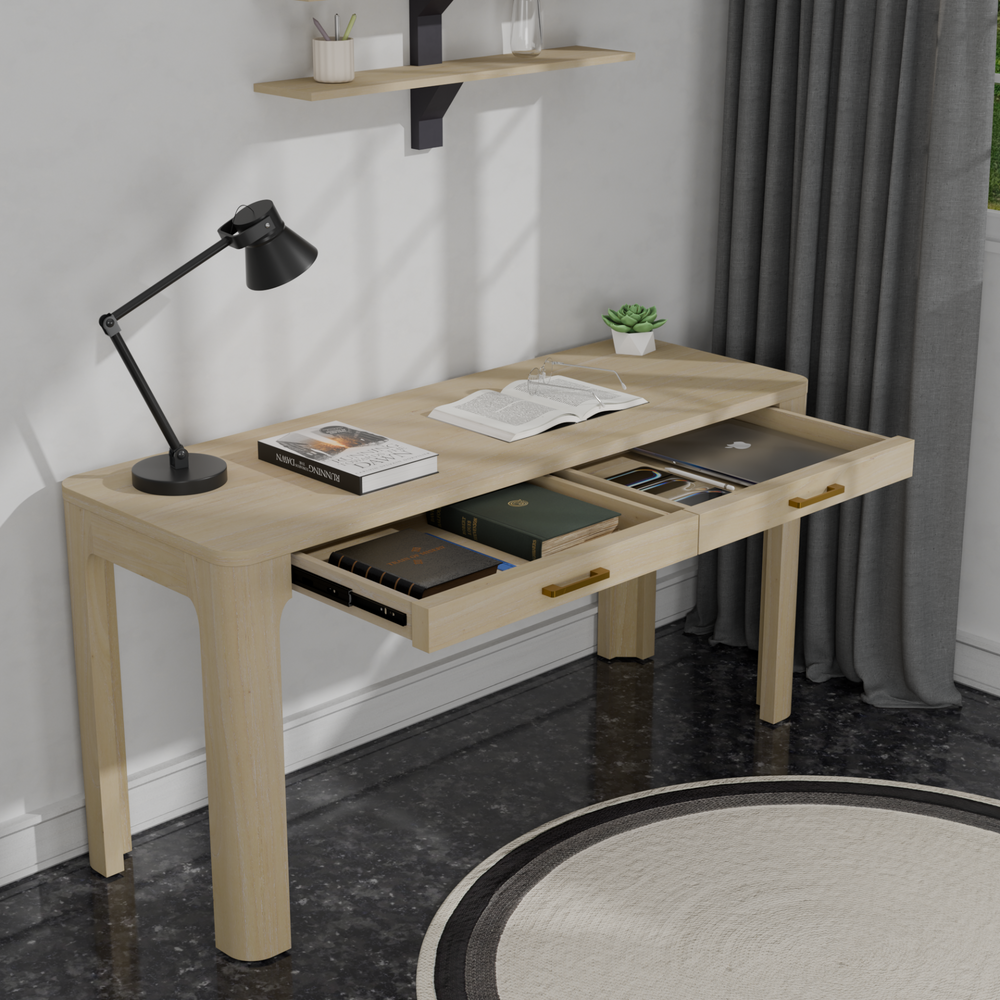 Trevin Desk 2 Drawers - Weathered Sand - view 5
