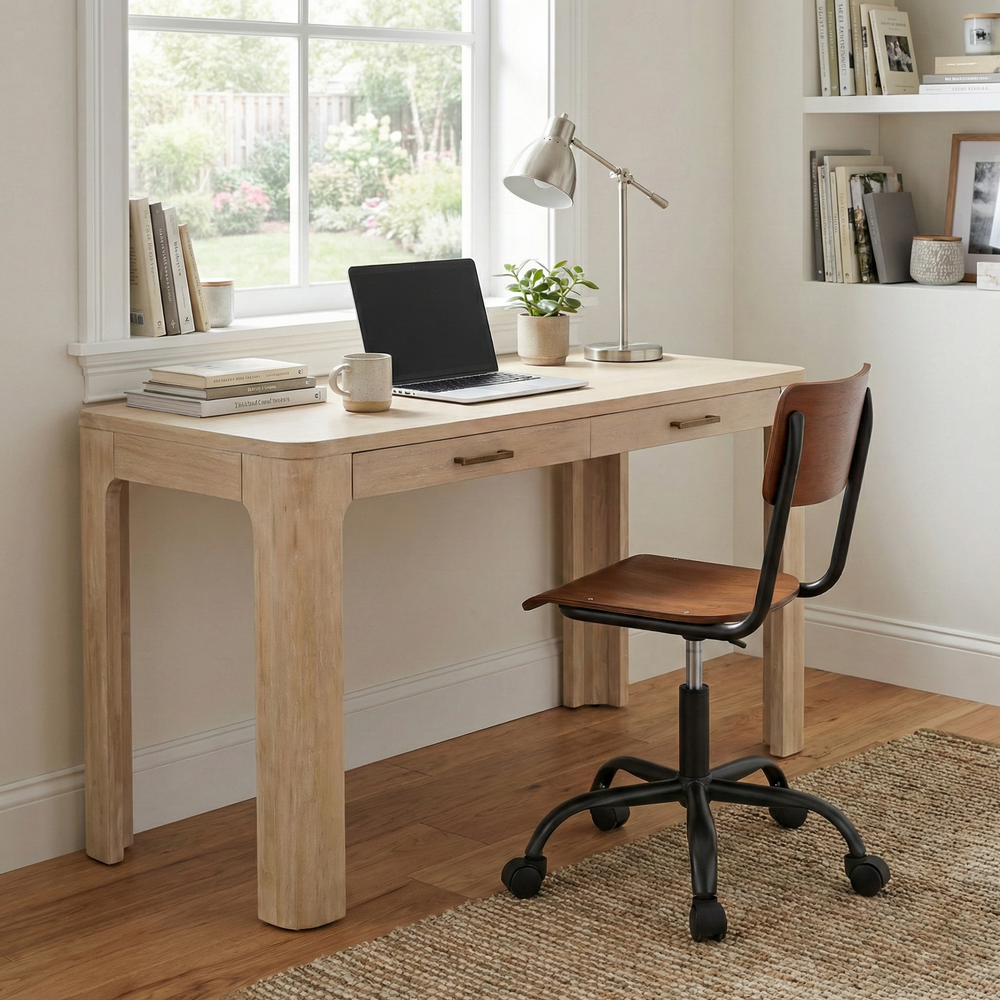 Trevin Desk 2 Drawers - Weathered Sand - view 3