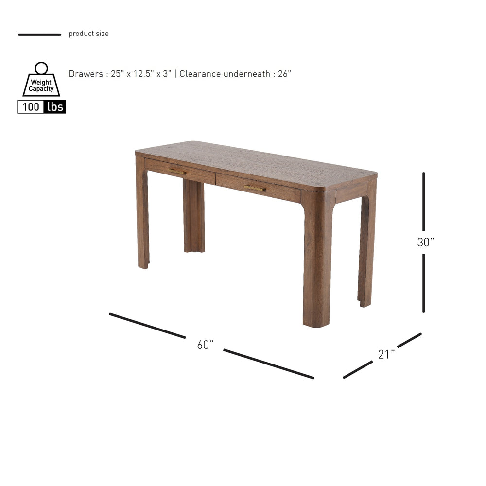 Trevin Desk 2 Drawers - Walnut - view 2