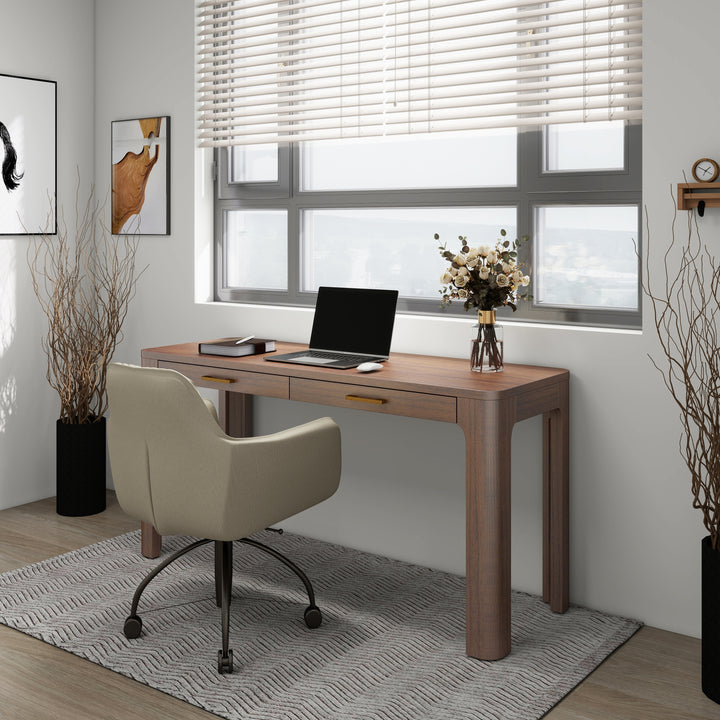 Trevin Desk 2 Drawers - Walnut - view 3