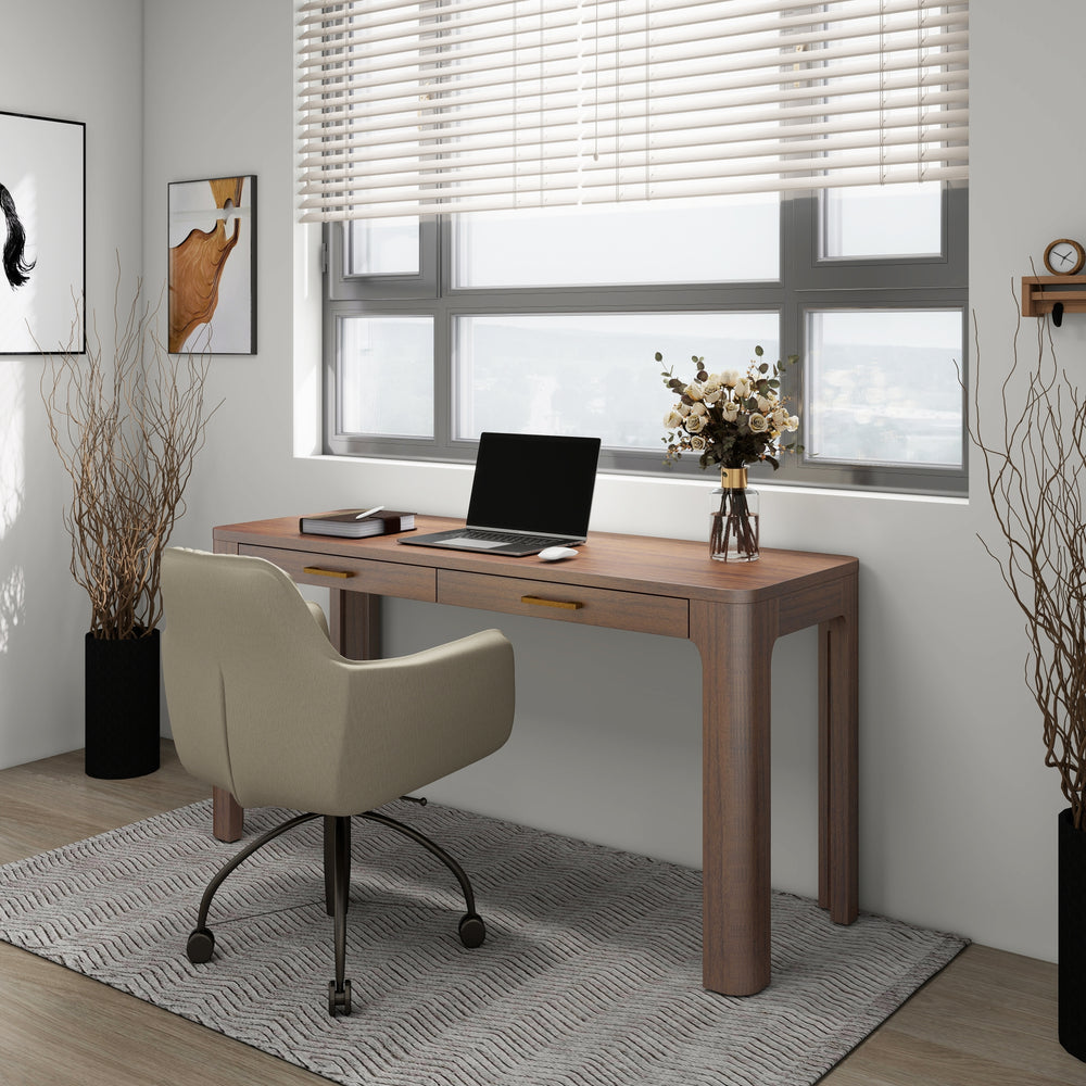 Trevin Desk 2 Drawers - Walnut - view 3