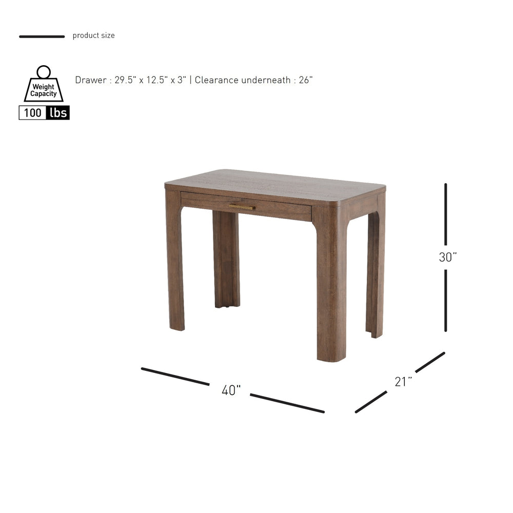 Trevin Small Desk 1 Drawer - Walnut - view 2