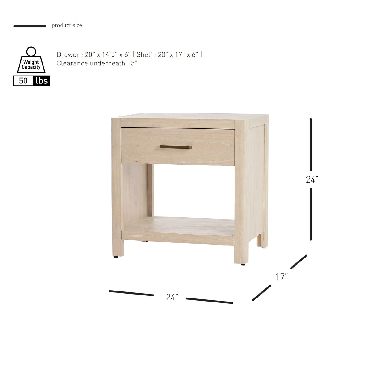 Trevin Nightstand/Side Table - Weathered Sand - view 2