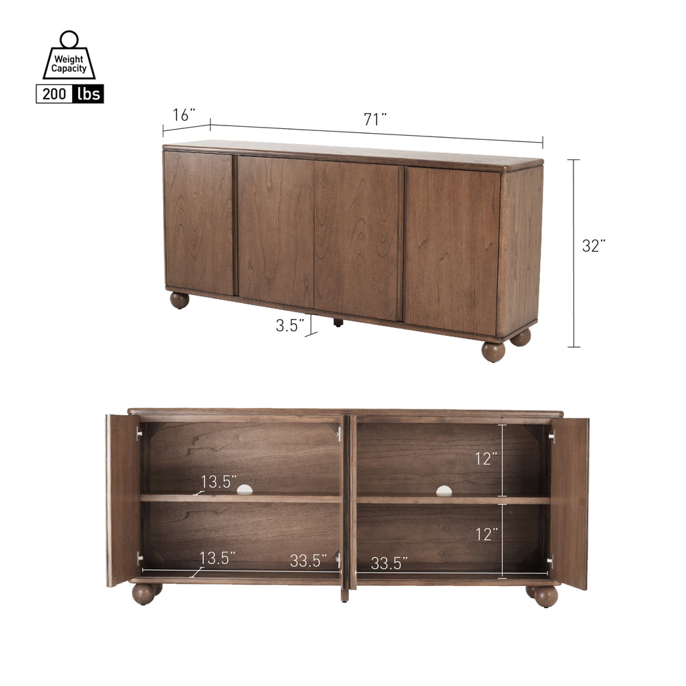 Harlyn Buffet/Sideboard 4 Doors - Walnut - view 2