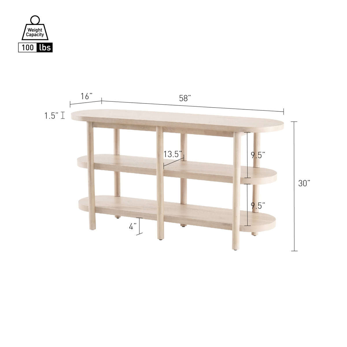 Lester Console Table with Shelves - Weathered Sand - view 2