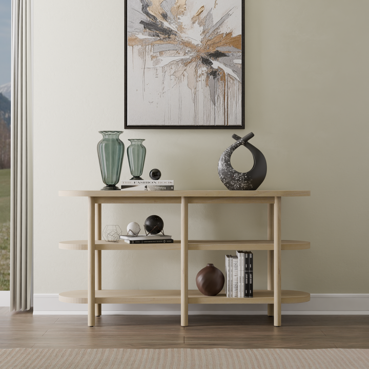 Lester Console Table with Shelves - Weathered Sand - view 3