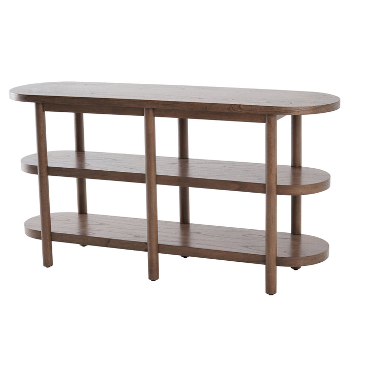 Lester Console Table with Shelves - Walnut