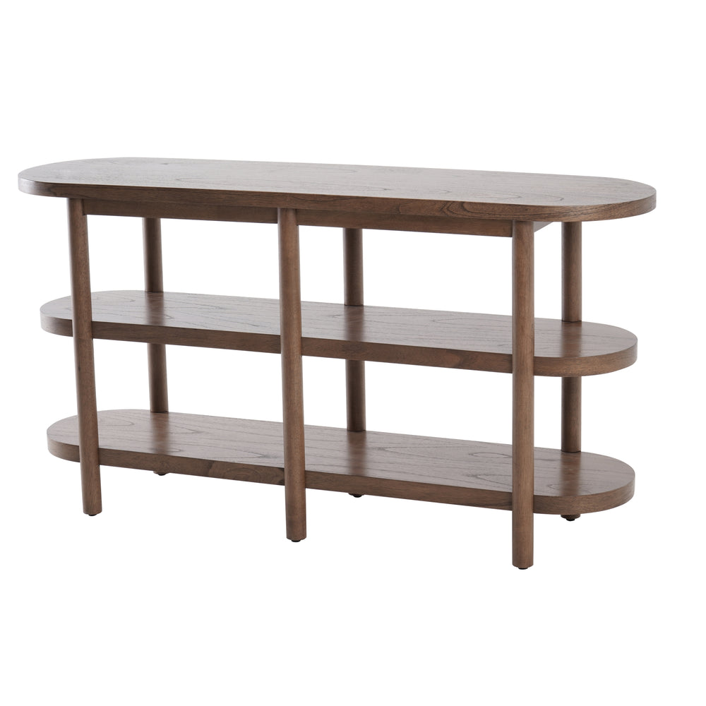 Lester Console Table with Shelves - Walnut