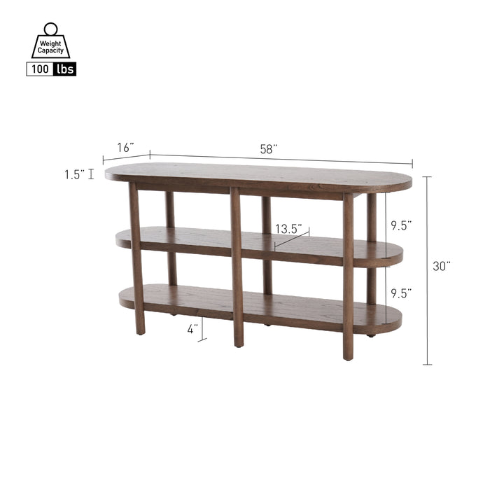 Lester Console Table with Shelves - Walnut - view 2
