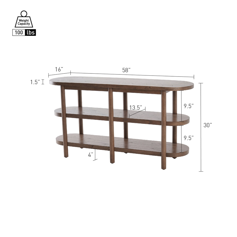 Lester Console Table with Shelves - Walnut - view 2