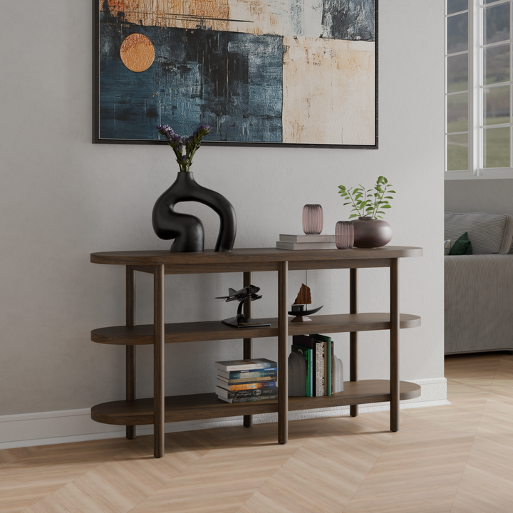 Lester Console Table with Shelves - Walnut - view 3