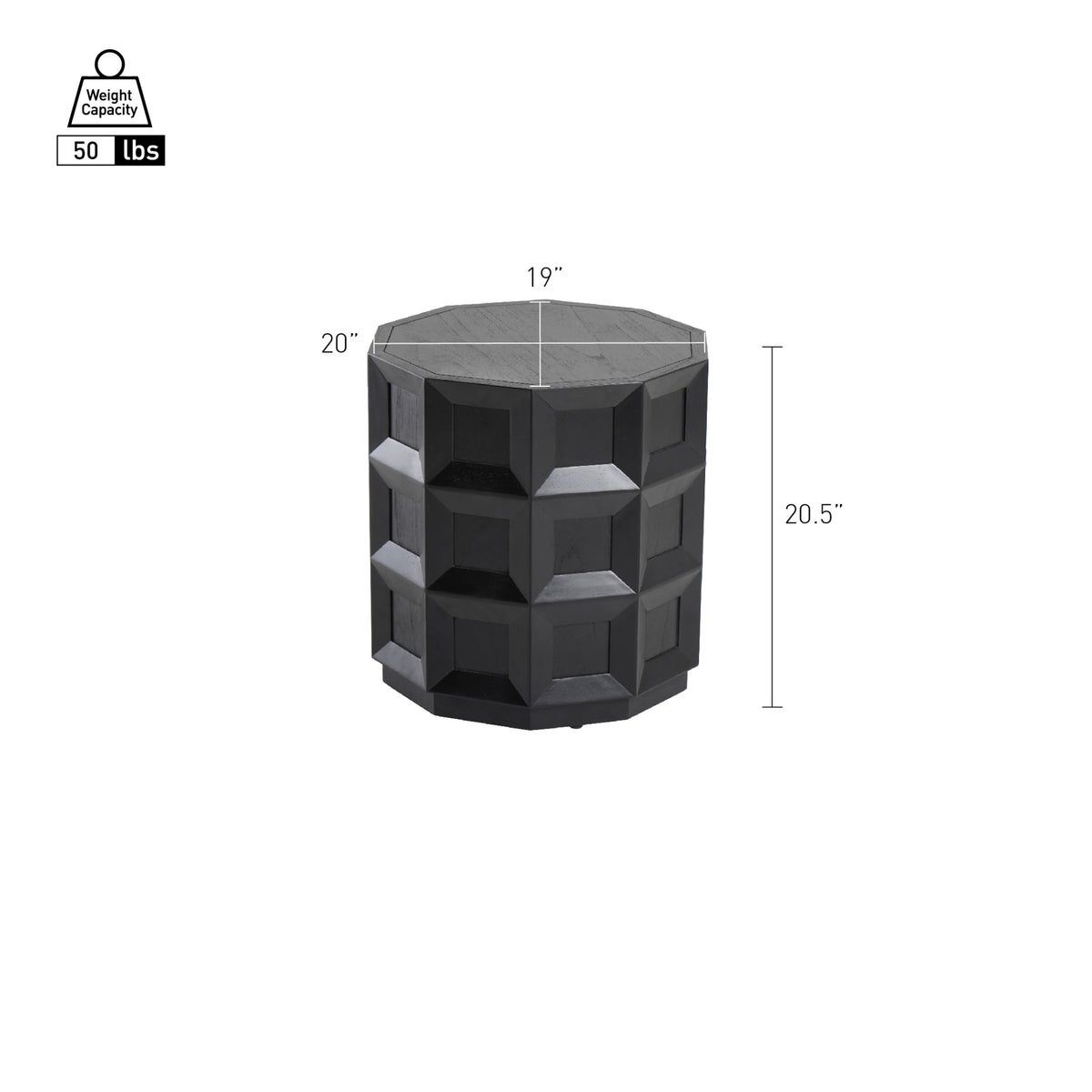 Finnan Side/End Table - Black - view 2