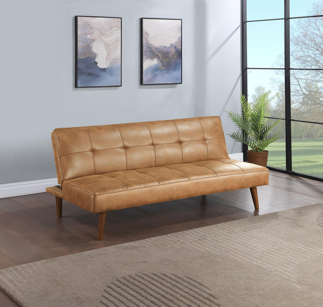 Coaster Furniture 360234 Jenson Upholstered Tufted Convertible Sofa Bed Saddle Brown