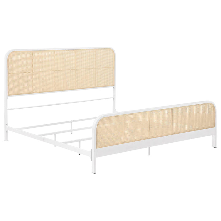Coaster Furniture 360251KE Lanewood Open Cane Webbing Metal Eastern King Bed White