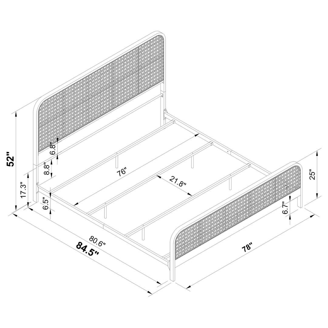 Coaster Furniture 360251KE Lanewood Open Cane Webbing Metal Eastern King Bed White