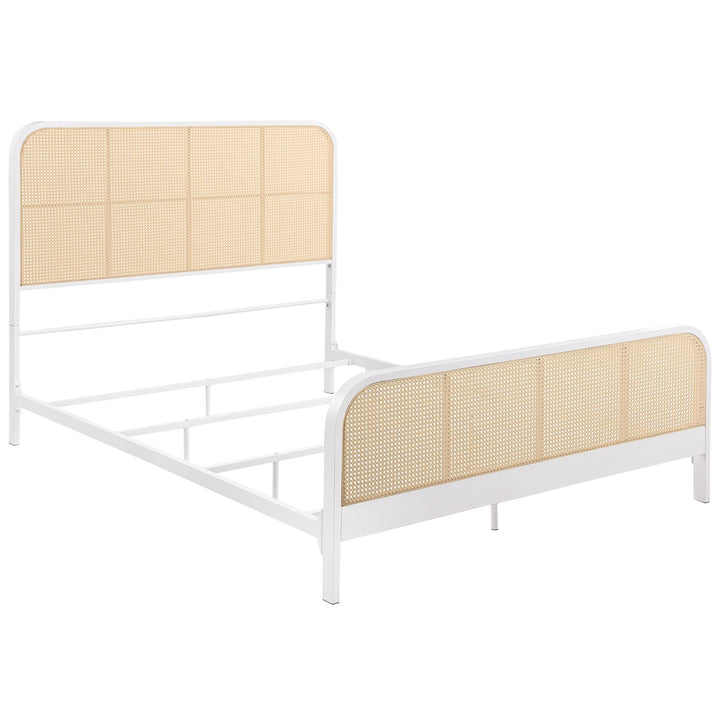 Coaster Furniture 360251Q Lanewood Open Cane Webbing Metal Bed White