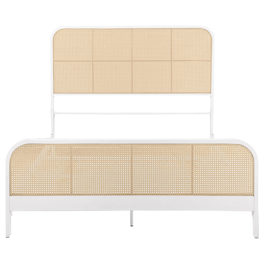 Coaster Furniture 360251Q Lanewood Open Cane Webbing Metal Bed White