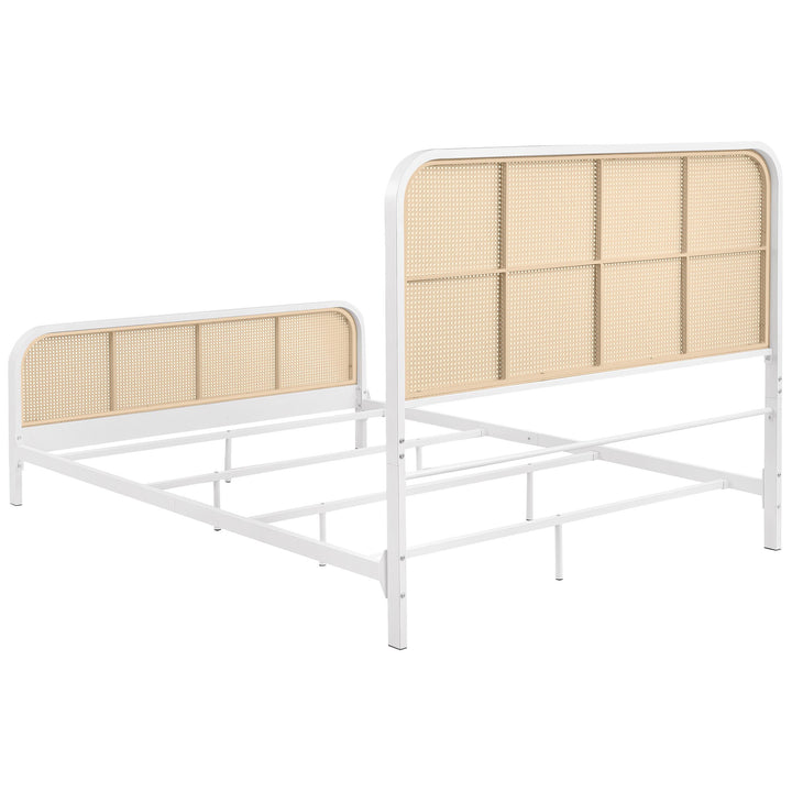 Coaster Furniture 360251Q Lanewood Open Cane Webbing Metal Bed White