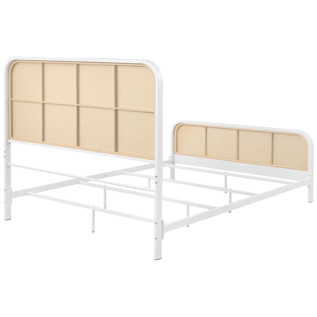 Coaster Furniture 360251Q Lanewood Open Cane Webbing Metal Bed White