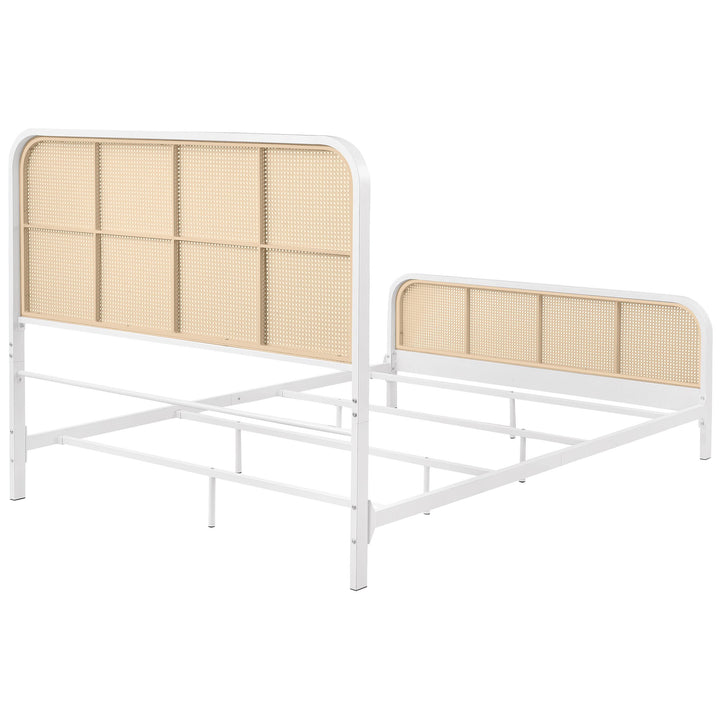 Coaster Furniture 360251Q Lanewood Open Cane Webbing Metal Bed White