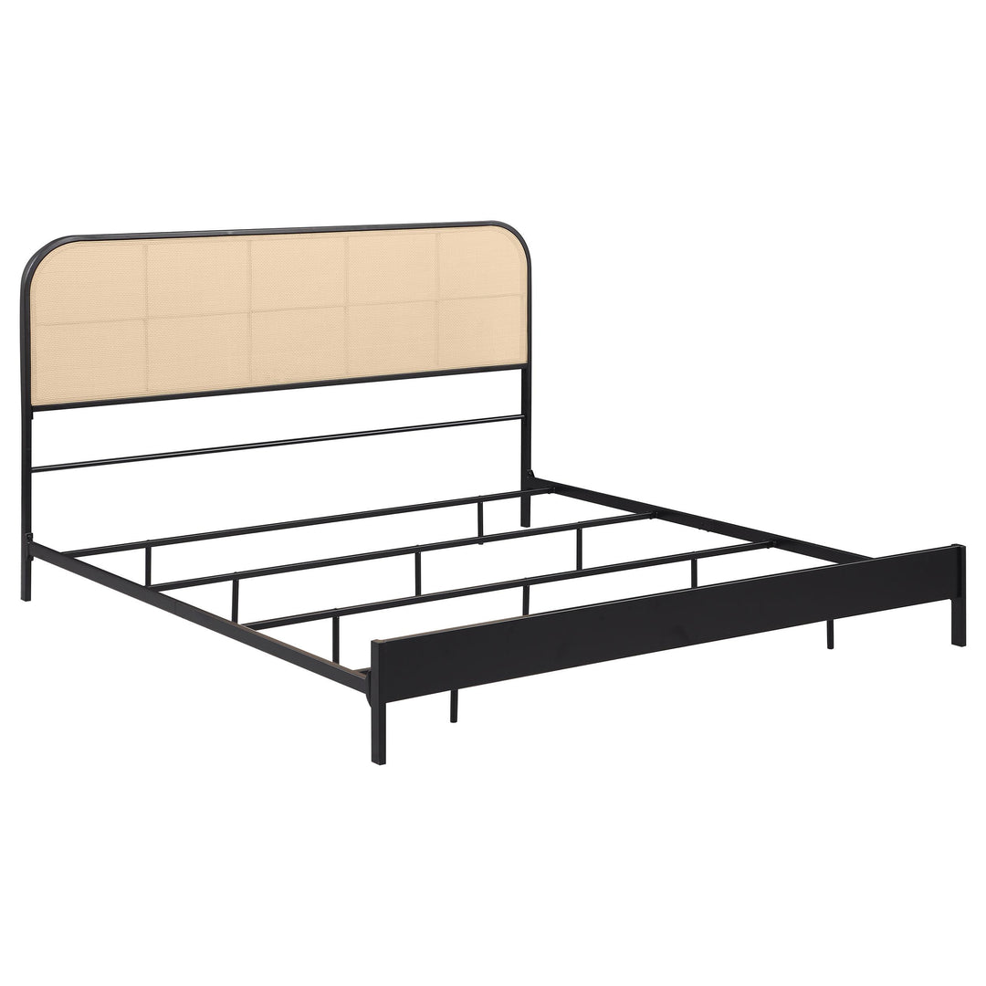 Coaster Furniture 360351KE Amherst Radio Weave Rattan Metal Eastern King Bed Black