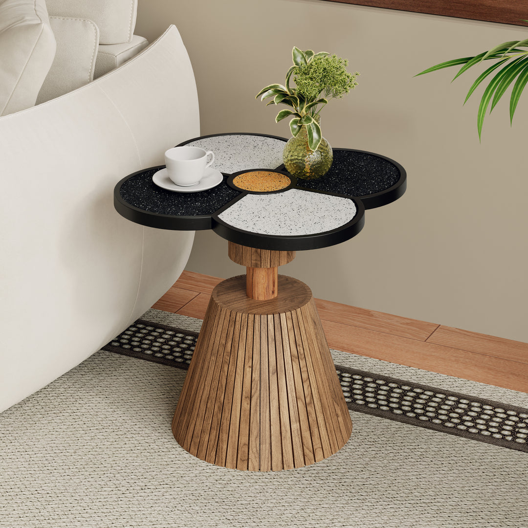 Four-Leaf Clover Accent Side Table – Natural
