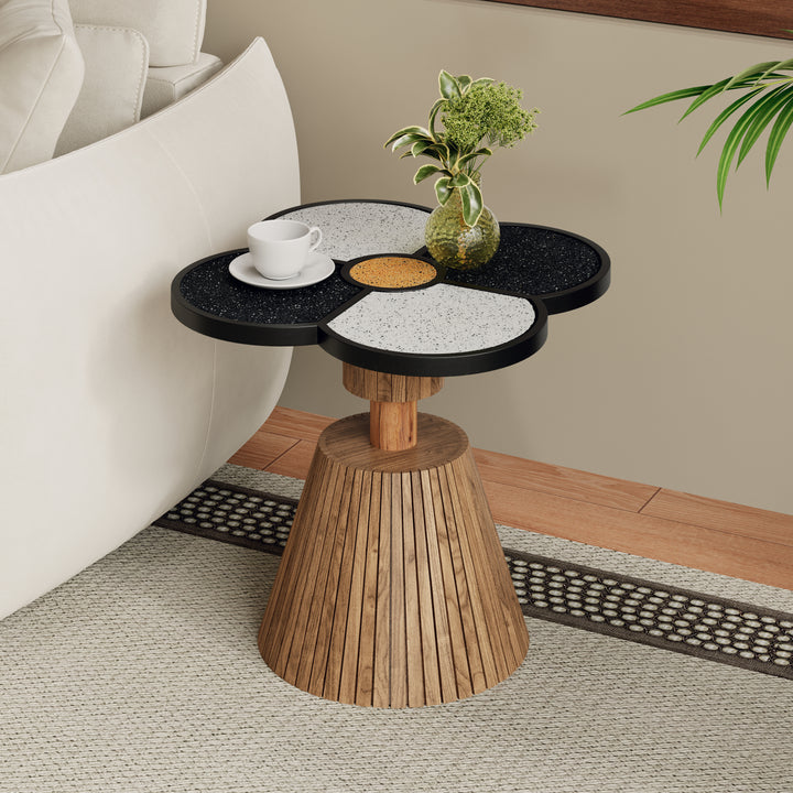 Four-Leaf Clover Accent Side Table – Natural