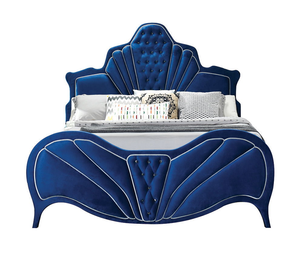 Dante - Eastern King Bed - Blue Velvet