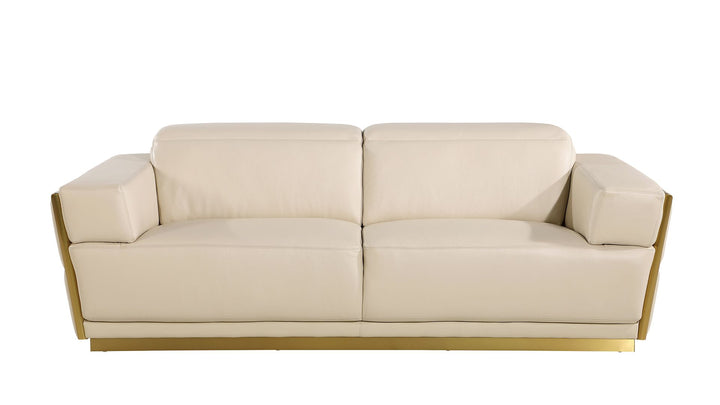 DivanItalia 1111 Sofa with Adjustable Headrest in Top-Grain Italian Leather - Cream