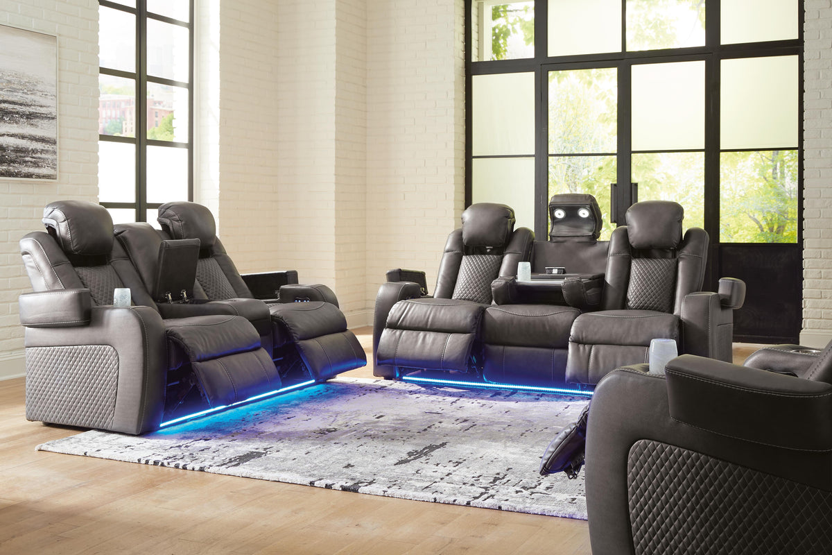Fyne-Dyme Power Reclining Sofa, Loveseat and Recliner - Shadow (1)